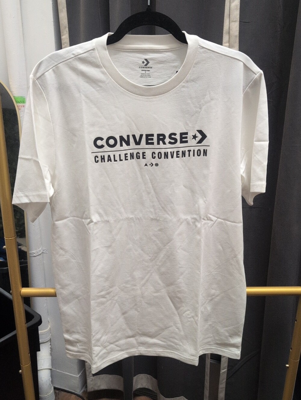 Men Women Converse White 'Challenge Convention' Short Sleeve Tee Size M NWT